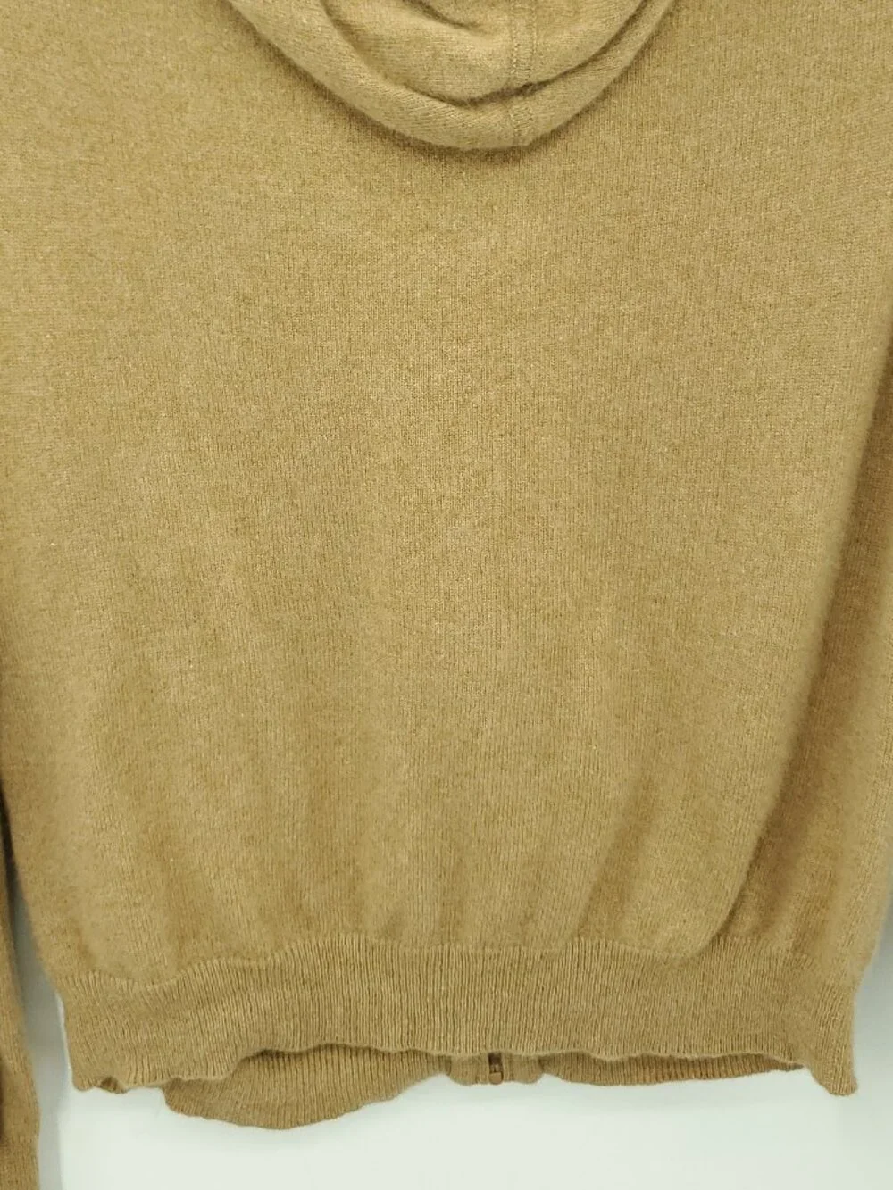 VTG Valerie Stevens Camel Brown 100% Cashmere Zip Hoodie Sweater Size L